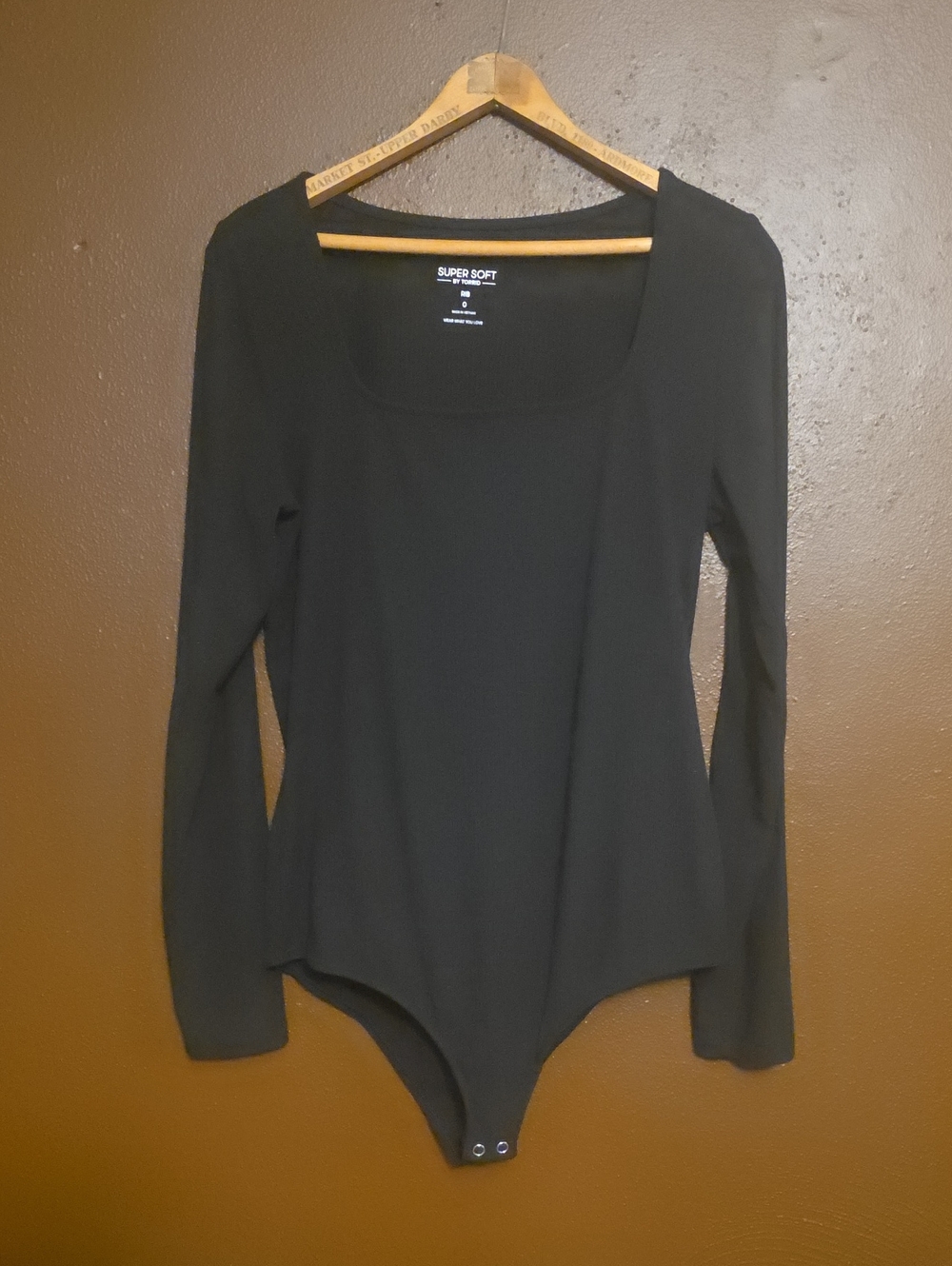 torrid Black Long-Sleeve Scoop Neck Bodysuit